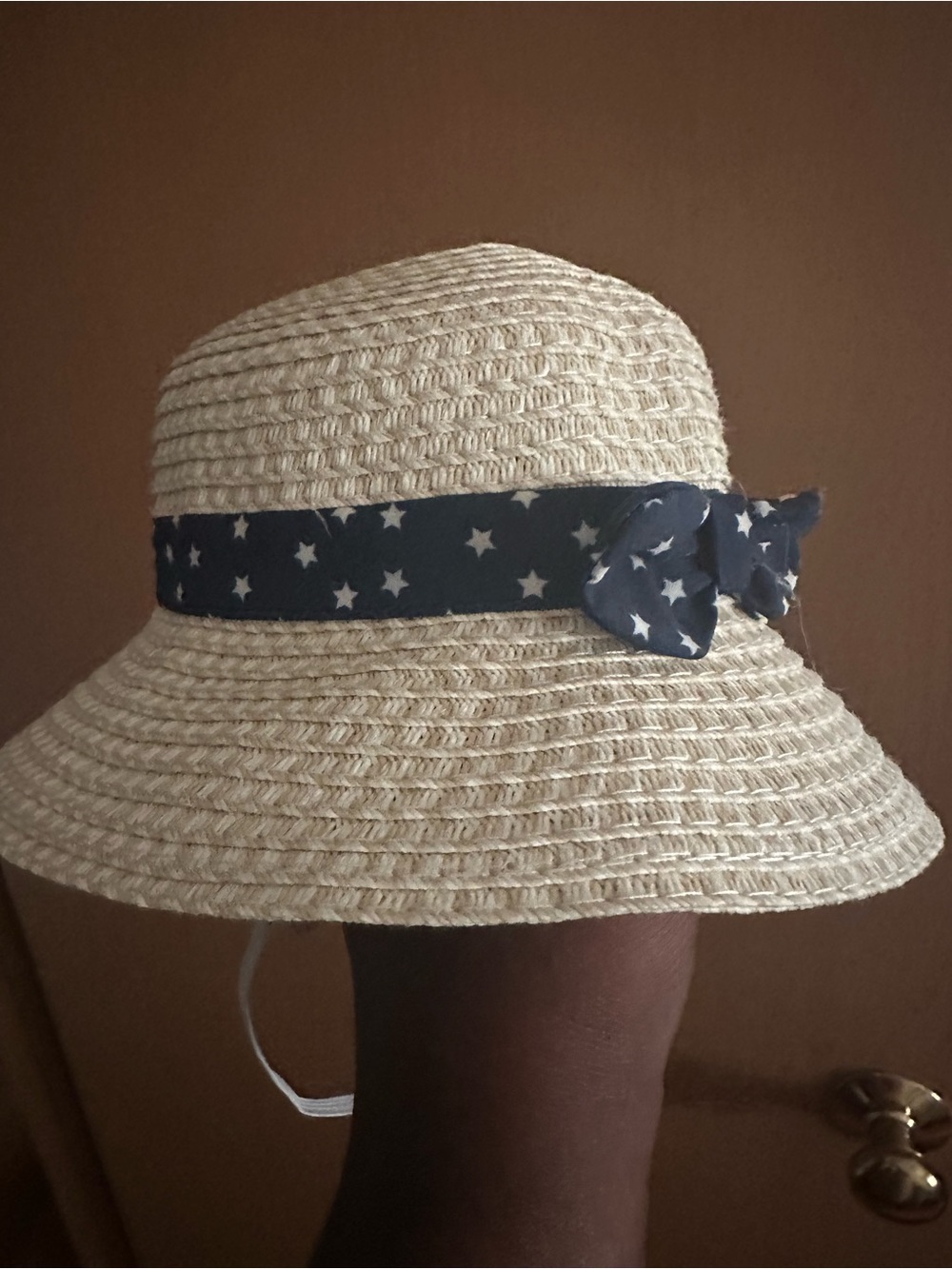 Dog Straw Sun Hat with Navy Star Band/Dog Apparel